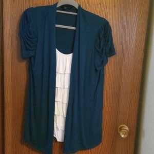 Teal/White Ruffle Shirt